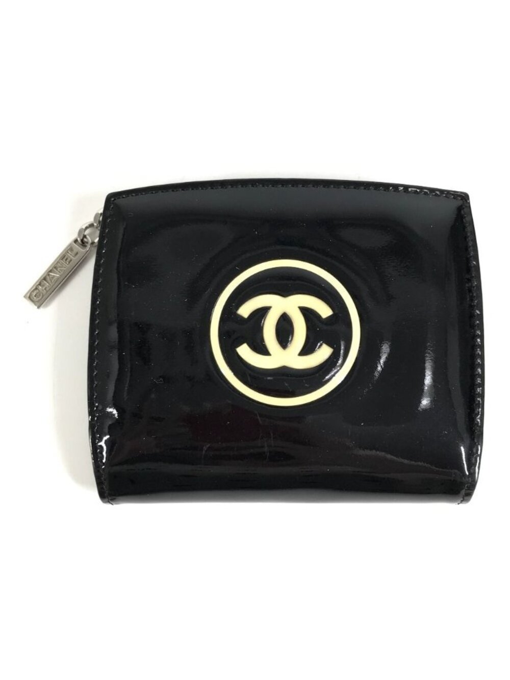 Chanel Bifold Wallet CC Logo Enamel Black
